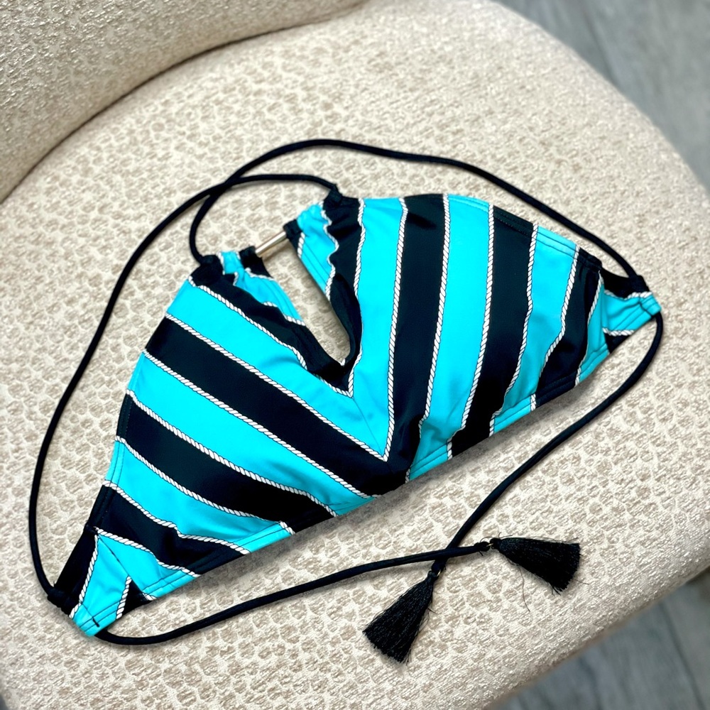 Michael Kors Swim | Blue and Black Nautical Bikini Top